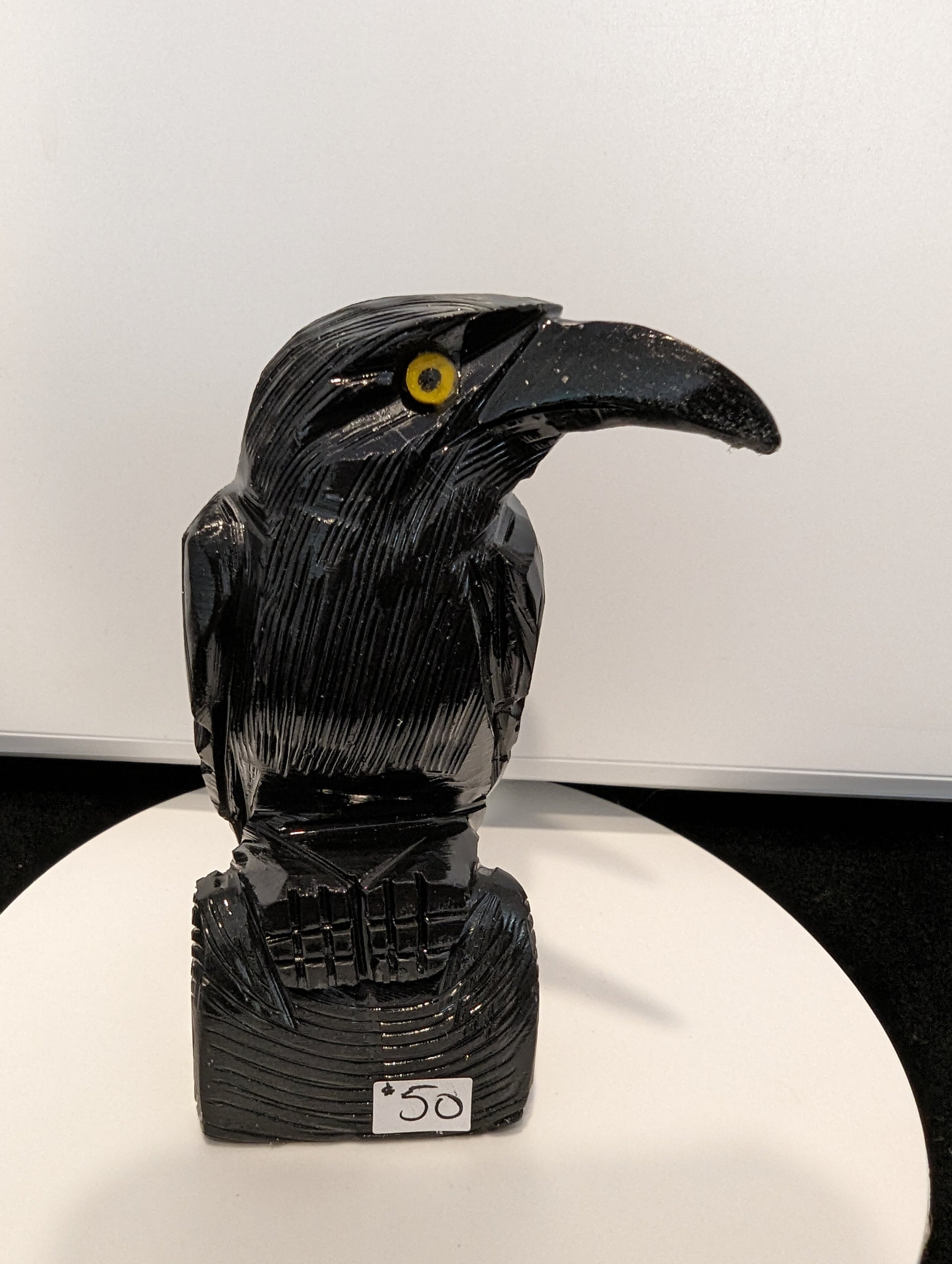 RA3 Black Onyx Carved Raven  Visions Rock Shop (541) 418-5103